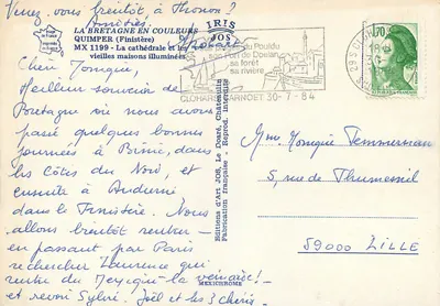 Quimper — Katedra i stare domy oświetlone — Wydawnictwo Sztuki JOS — Rewers