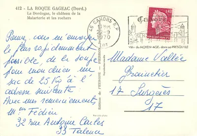 La Roque-Gageac (Dordogne) — het kasteel van Malarterie en de rotsen — Editie van l'Europ — Achterkant