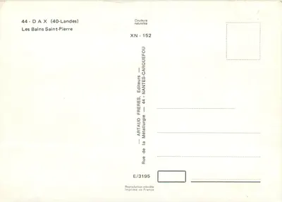 Banho de Saint-Pierre — Dax (40-Landes) — Artaud Frères, Nantes — Verso