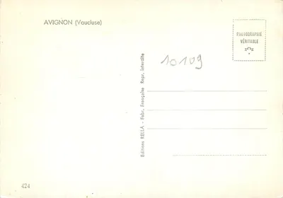 Avignon — Lembraça de Avignon — Éditions Rella — Verso