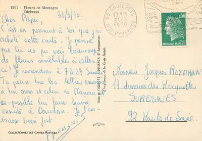 Alpenbloemen — Edelweiss — Uitgave van de Européenne, n°1501 — Achterkant
