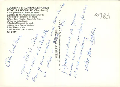 La Rochelle — Ogólny widok, port, ratusz, wieże, aleje, arcady — Wydawnictwo Sztuki Jean-Jaurès-94-Arcueil — Rewers