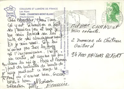 Chamonix-Mont Blanc — cena invernal com trenó puxado por dois cavalos — editor Yvon — Verso