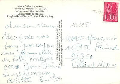 Caen — Abpia Aux Hommes, Hôtel de ville, Église Saint-Pierre — Éditions Normandes LE GOUBEY — Rewers