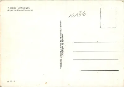 Manosque — vista panorâmica — Edições Cellard, N. 7516 — Verso