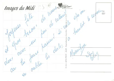 Arka wejściowa z olęandrami — Images du Midi, seria 01 037 — wydawca APA POUX — Rewers