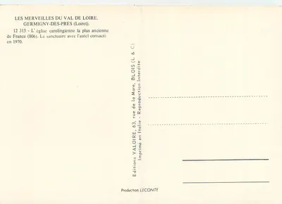 Kapliczka karolińska w Germigny-des-Prés — najstarsza we Francji — wydawca Valoire, nr 12 315 — Rewers