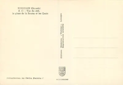 Bordeaux (Gironde) — Widok z lotu nad placem Bourse i nabrzeżami — Wydawnictwo Limoges — Rewers