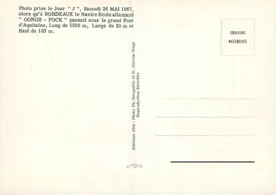 Puente de Aquitania — Burdeos — Ediciones JBA y R. Garcia-Vega — Reverso