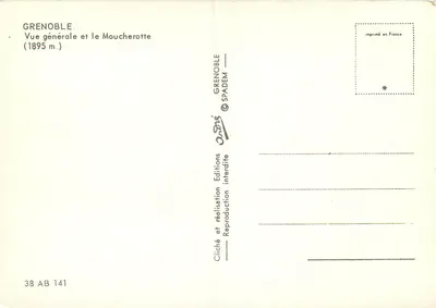 Grenoble — Vista general y el Moucherotte (1895 m.) — Ediciones SPADEM — Reverso