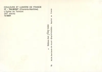 Igreja de Talmont — Século XII — Edições de Arte Arcueil — Verso