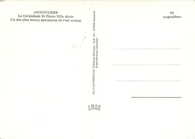 Angoulême — Catedral de São Pedro do século XII — Edições Reunidas — Verso