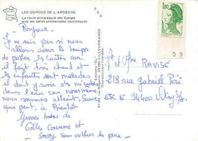 As Gorges da Ardeche — Rota pitoresca — Edições 'SL' n°218 — Verso