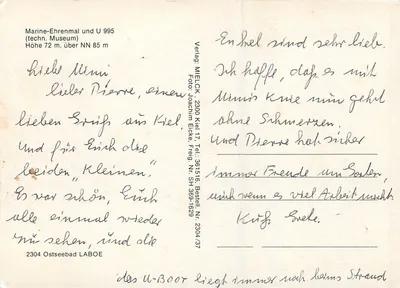 Marine-Ehrenmal und U-Boot — Ostseebad Laboe — Verlag MIELCK, Kiel — Rewers