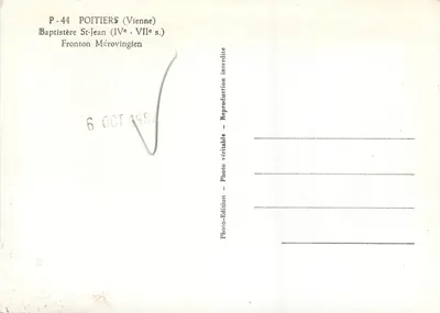 Poitiers (Vienne) — Baptysterium św. Jana (IV-VII w.) — Photo-Edition — Rewers