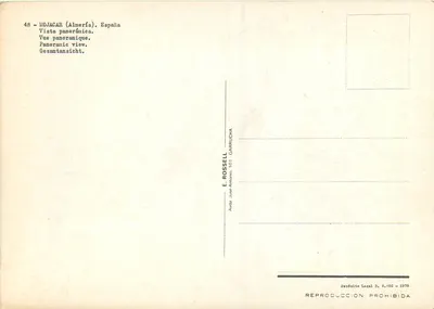 Mojácar — widok panoramiczny — E. Rossell, nr 48 — Rewers