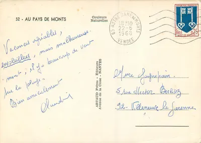 Moinho de vento — Notre-Dame-de-Monts — Artaud Frères - Nantes — Verso
