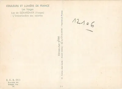 Jezioro Gérardmer (Vosges) — Przystań dla łodzi — Wydawnictwo Sztuki Jean-Jaurès — Rewers