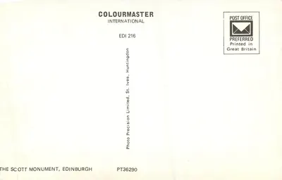 O Monumento Scott — Editor COLOURMASTER INTERNATIONAL — n° EDI 216 — Verso