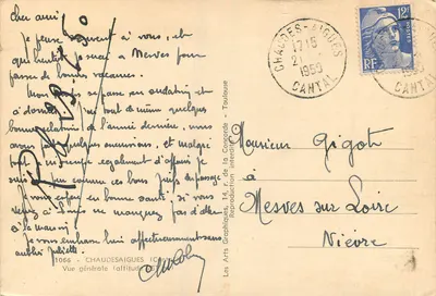 Argra — Vista geral (altitude 560 m) — Les Arts Graphiques, Chaudesaigues — Verso