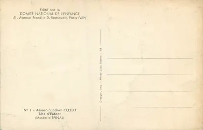 Cabeça de Criança — Museu de Épinal — Editado pelo Comitê Nacional da Criança, Paris (VIII*) — Verso