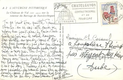 Castelo de Val — XIVº século — sobre a barragem de Bort-les-Orgues — Châtelguyon, Auvergne — Verso