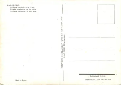 Laredo — Stara wejściowa część miasta — Wydawnictwo ekskluzywne Costa Esmeralda — Rewers