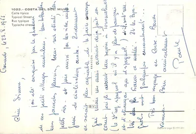 Rua típica, Costa del Sol — Gracande — editor BEASCOA, n° 1022 — Verso