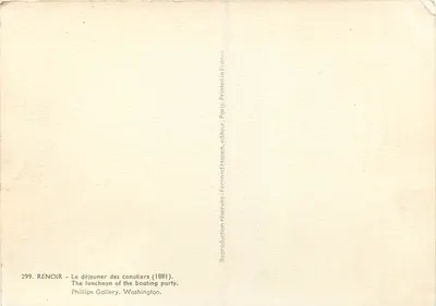 O almoço dos canoístas — 1881 — editor Hazan, Paris, n° 299 — Verso