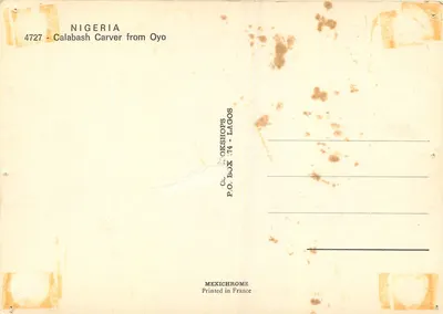 Bilhete postal moderno Nigéria Escultor de Calabash de Oyo — Verso