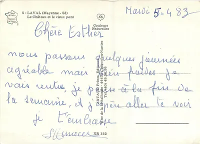 Laval (Mayenne) — O castelo e o velho ponte — AS Couleurs Naturelles — Verso