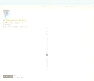 Aiguière — Arte fatimida (século X) e italiana (século XI) — Réunion des musées nationaux, Paris 1989 — Verso