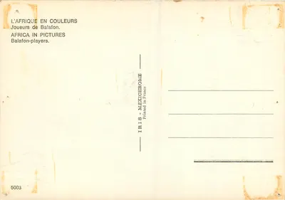 Jogadores de Balafon — África em Cores — IRIS-MEXICHRome n°5003 — Verso