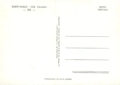 Saint-Malo — Città dei Corsari — 253 — La Palette Postale — Verso
