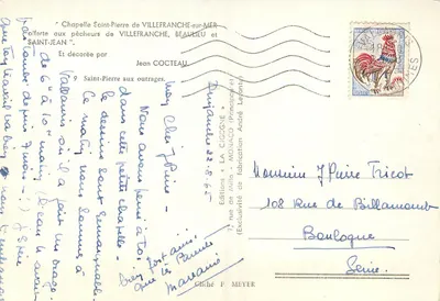 Kaplica św. Piotra w VILLEFRANCHE-sur-MER — ozdobiona przez Jeana COCTEAU — Wydawnictwo LA CIGOGNE — Rewers