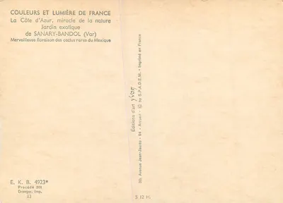 Jardim exótico — Sanary-sur-Mer (Var) — Edições Jean-Jaurès — Verso