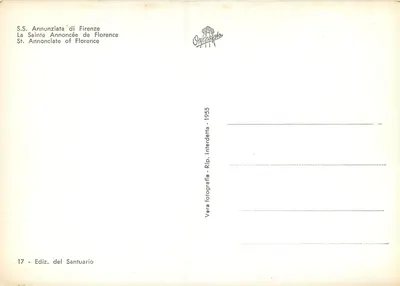 S.S. Annunziata di Firenze — A Santa Anunciada de Florença — Edição Interdettata 1955, n°17 — Verso