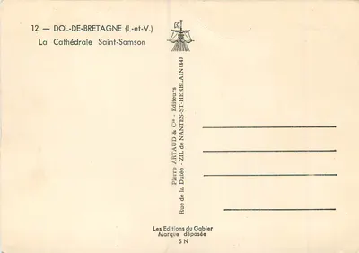 Dol-de-Bretagne — Catedral de São Samson — Edições Artaud & Cie — Verso