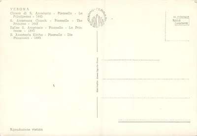 S. Anastazja - Weronia — dzieło Pisanello — 1445 — wydawca Stab. Grafico Cestare Caprile-Milano — Rewers