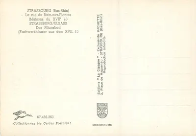 Strasbourg — Rue du Bain-aux-Plantes — Dom z XVII wieku — Éditions La Cigogne — Rewers