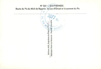 Trasa Pic du Midi de Bigorre — Jezioro Oncet i szczyt Pic — Wydawnictwo ALIX, N°341 — Rewers