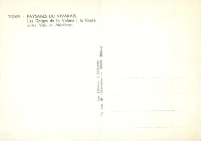 Góry Volane; droga między Vals a Mézilhac — krajobrazy Vivarais — Wydawnictwo J. Cellard — Rewers