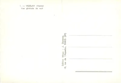 Vézelay (Yonne) — Ogólny widok nocny — Wydawnictwo Mage, Paryż — Rewers