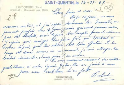 Monumento aos Mortos — Saint-Quentin (Aisne) — editor IRIS, n° 02.691.43 — Verso