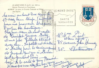 Le Mont-Dore — Estação Termal e Turística — Hotel dos Pinheiros, edição La Cigogne — Verso