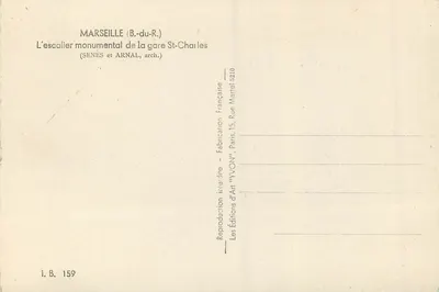 Marsylia (B.-du-R.) — monumentalny schodów stacji St-Charles — Wydawnictwo YVON — Rewers