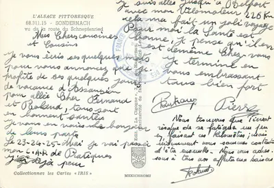 Vista pitoresca da Alsácia — Sondernach — Editora IRIS, n° 68.311.15 — Verso