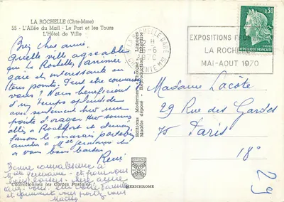 La Rochelle — Souvenir de La Rochelle — Éditions Modernes Théolac — Verso