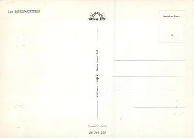 Basse-Pyrénées — Turystyczna kartka pocztowa z mapą i zdjęciami — Éditions Clouleures Naturelles — Rewers