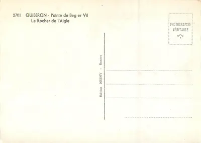 Quiberon - Pointe de Beg er Vil — Le Rocher de l'Aigle — Wydawnictwo MESNY, Rennes — Rewers